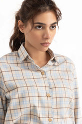 Cream Checkered Button Down Shirt 224-217-010